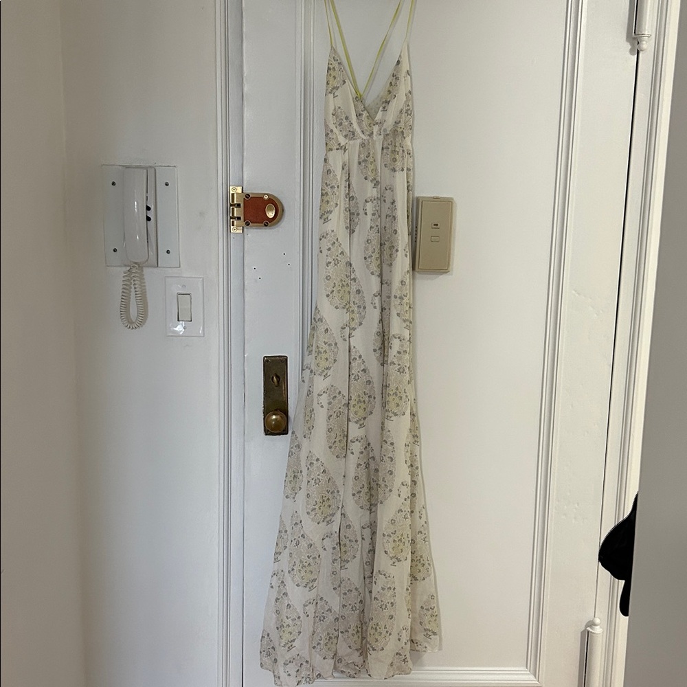 Rebecca Taylor Floral Maxi Dress with Yellow Straps
